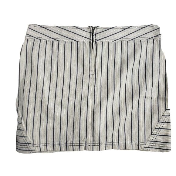 Purnell Womens Mini Skirt Sz 10/30 Indigo Beige Striped Pockets Contrast Stitch - Picture 2 of 9